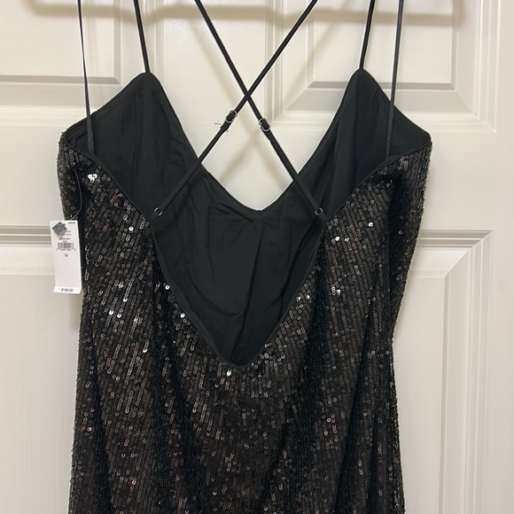 NWT Black Sequin Dress With Side Slit Size 12 - Picture 6 of 16